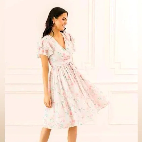 strapless open back dress Blush Linen Wrap Dress – Patina Home & Garden main image 0
